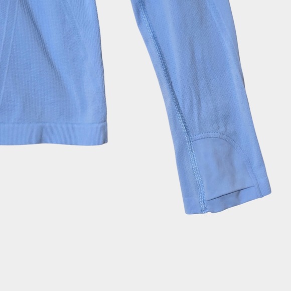 Athleta Momentum 1/2 Zip Solid Pullover Light Blue M Activewear Performance NWOT - Picture 2 of 9